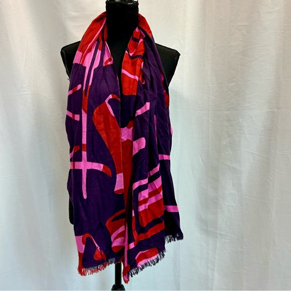 Coach horse chariot print scarf vibrant abstract red pink purple - Picture 2 of 7